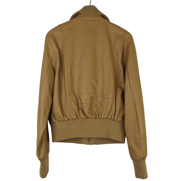 Y2k Vintage Yoki Tan Faux Leather Moto Jacket Large - Picture 2 of 5